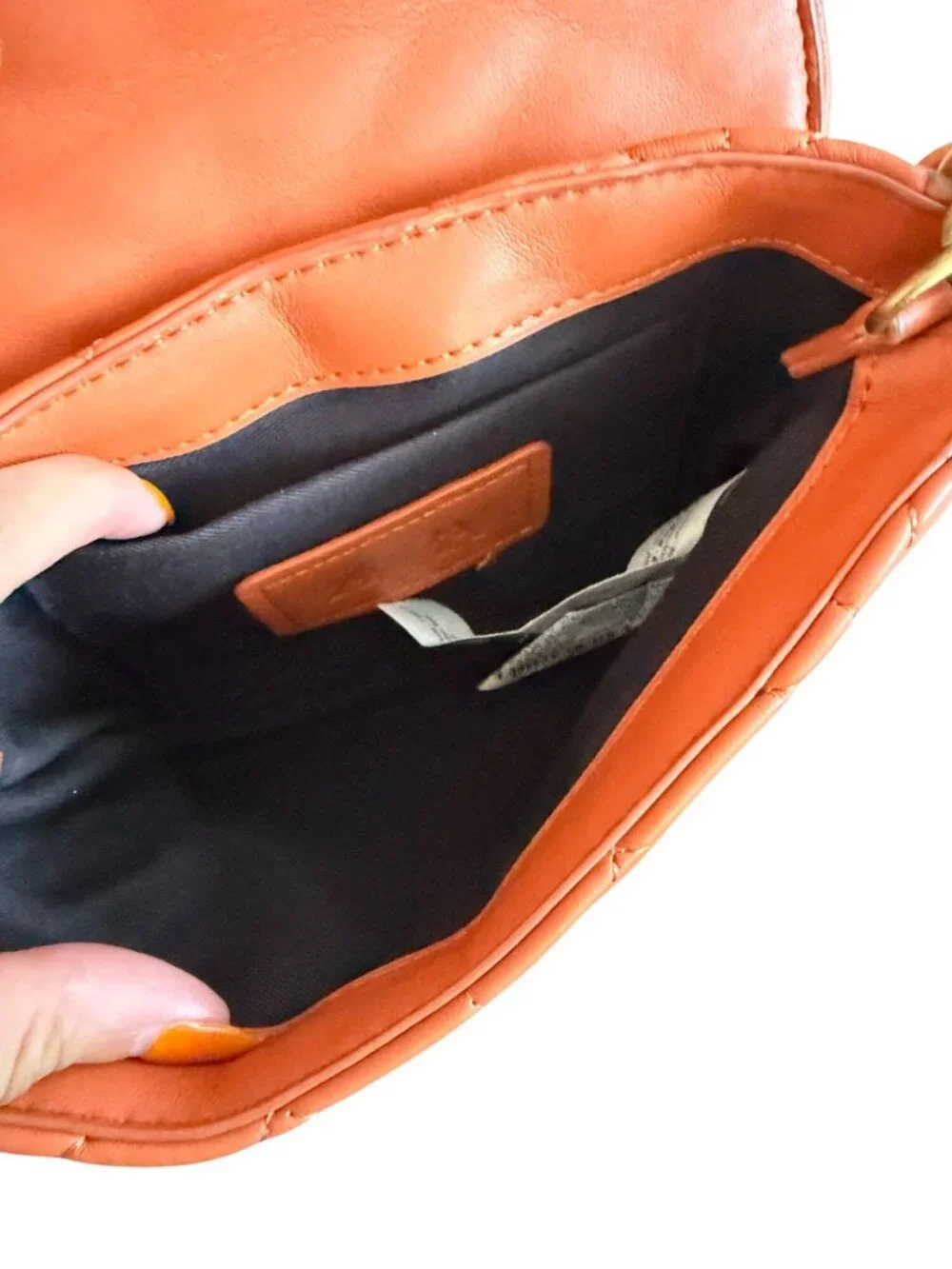 ZARA Orange Gold Chain Quilted Shoulder Bag